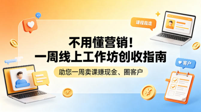 不用懂营销！一周线上工作坊创收指南，助您一周卖课賺现金、圈客户-源创文化：轻创终点站