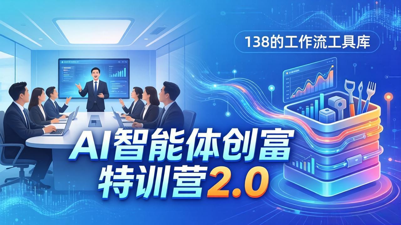 AI智能体创富训练营2.0：3天闭门直播+视频课+工具库，从0到1搭建智能体附138个工作流-源创文化：轻创终点站
