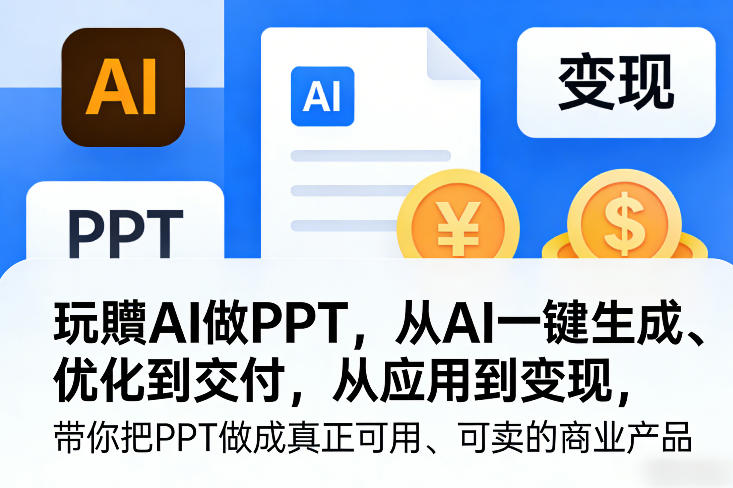 玩賺AI做PPT，从AI一键生成、优化到交付，从应用到变现，带你把PPT做成真正可用、可卖的商业产品(更新0401)-源创文化：轻创终点站