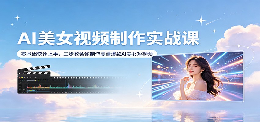 AI美女视频制作实战课：零基础快速上手，三步教会你制作高清爆款AI美女短视频-源创文化：轻创终点站