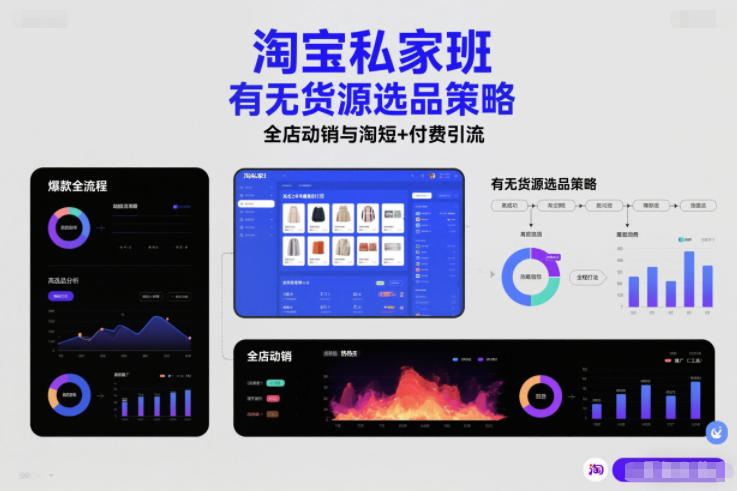 淘宝私家班，有无货源选品策略，高成功率爆款全流程打法，全店动销与淘短+付费引流(更新2026年4月)-源创文化：轻创终点站