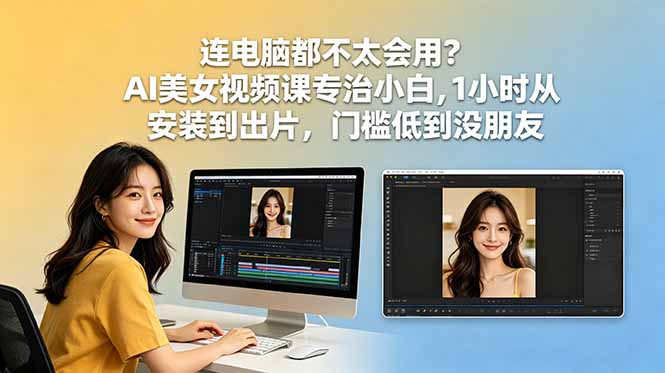 连电脑都不太会用？AI美女视频课专治小白，1小时从安装到出片，门槛低到没朋友-源创文化：轻创终点站