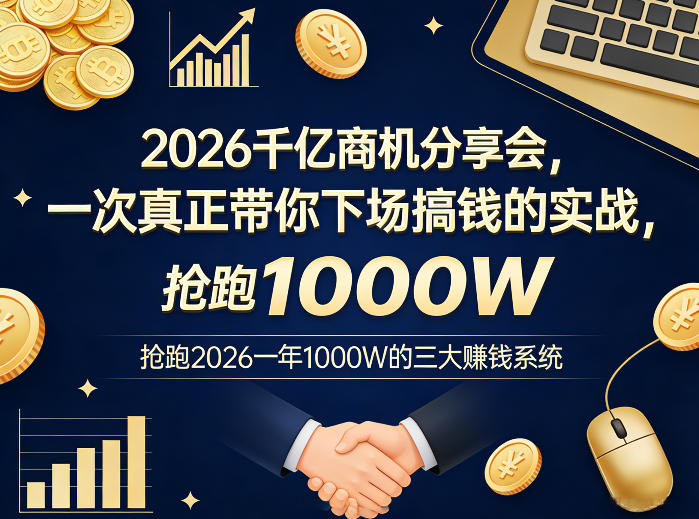 2026千亿商机分享会，一次真正带你下场搞钱的实战，抢跑2026一年1000W的三大賺钱系统-源创文化：轻创终点站