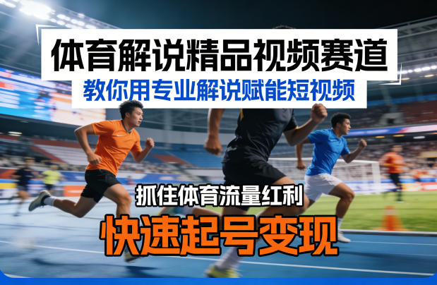 体育解说精品视频赛道，教你用专业解说赋能短视频，抓住体育流量红利，快速起号变现-源创文化：轻创终点站