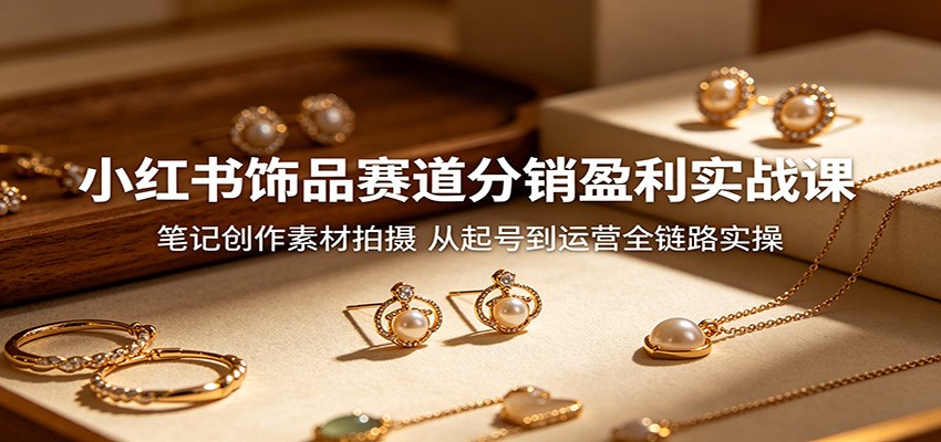 小红书饰品赛道分销盈利实战课：笔记创作素材拍摄，从起号到运营全链路实操-源创文化：轻创终点站