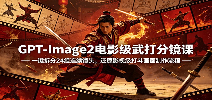 GPT-Image2电影级武打分镜课：一键拆分24组连续镜头，还原影视级打斗画面制作流程-源创文化：轻创终点站