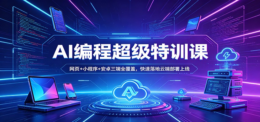 AI编程超级特训课：网页+小程序+安卓三端全覆盖，快速落地云端部署上线-源创文化：轻创终点站