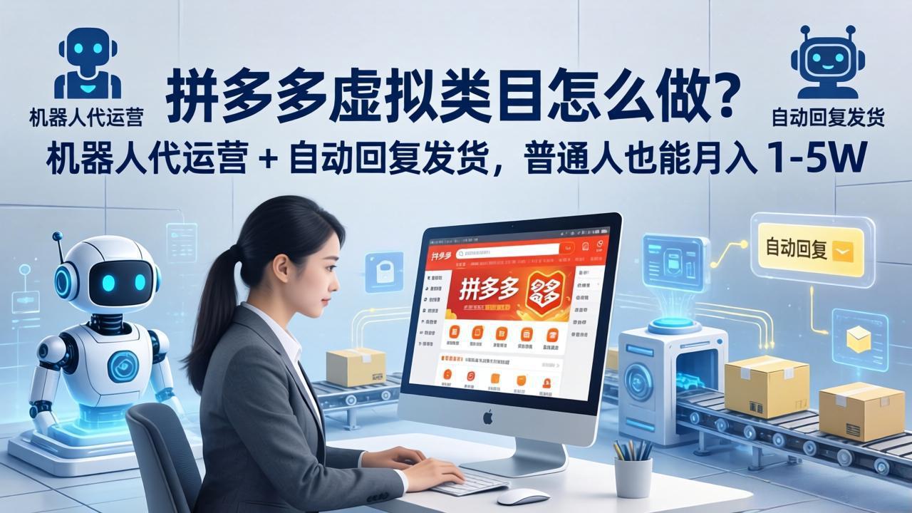 拼多多虚拟类目怎么做？机器人代运营 + 自动回复发货，普通人也能月入 1-5W-源创文化：轻创终点站