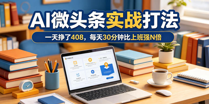 一天挣了408，AI微头条实战打法，每天30分钟比上班强N倍-源创文化：轻创终点站