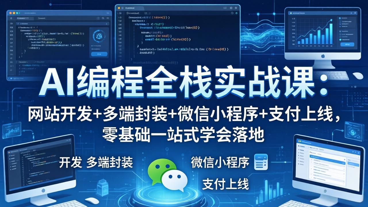 AI编程全栈实战课：网站开发+多端封装+微信小程序+支付上线，零基础一站式学会落地-源创文化：轻创终点站