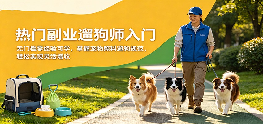 热门副业遛狗师入门，无门槛零经验可学，掌握宠物照料遛狗规范，轻松实现灵活增收-源创文化：轻创终点站
