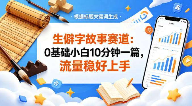 公众号流量主——生僻字故事赛道，流量稳，好上手，0基础小白也能10分钟一篇-源创文化：轻创终点站