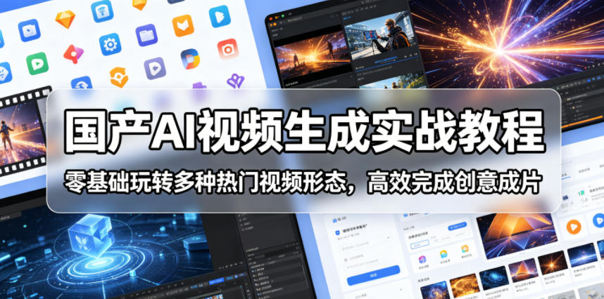 国产AI视频生成实战教程，零基础玩转多种热门视频形态，高效完成创意成片-源创文化：轻创终点站