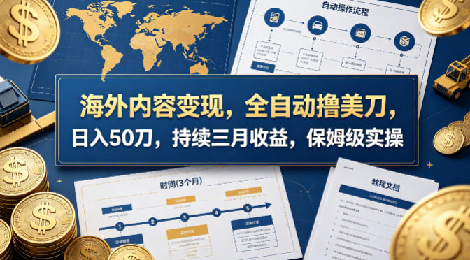 海外内容变现，全自动撸美刀，日入50刀，持续三月收益，保姆级实操【揭秘】-源创文化：轻创终点站