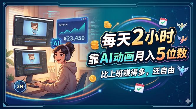 每天 2 小时，靠 AI 动画月入 5 位数，比上班赚得多，还自由-源创文化：轻创终点站