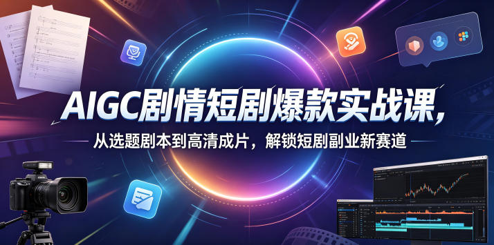 AIGC剧情短剧爆款实战课，从选题剧本到高清成片，解锁短剧副业新赛道-源创文化：轻创终点站