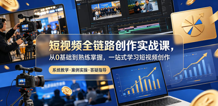 短视频全链路创作实战课,从0基础到熟练掌握,一站式学习短视频创作-源创文化:轻创终点站