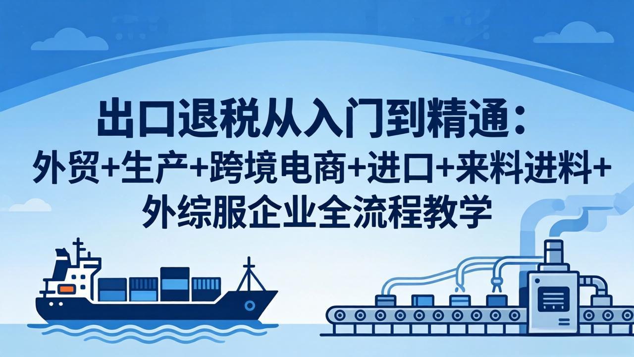 出口退税从入门到精通：外贸+生产+跨境电商+进口+来料进料+外综服企业全流程教学-源创文化：轻创终点站