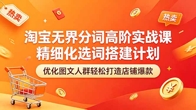 淘宝无界分词高阶实战课 精细化选词搭建计划 优化图文人群轻松打造店铺爆款-源创文化：轻创终点站