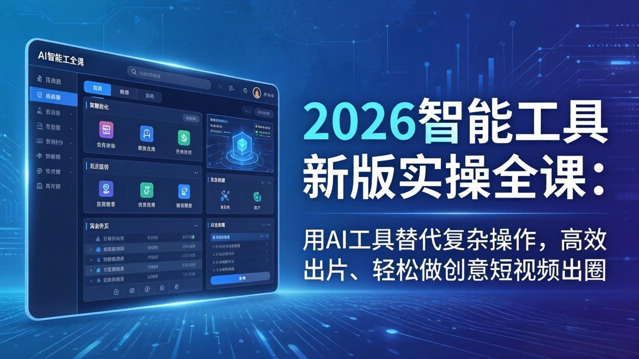 2026智能工具新版实操全课：用AI工具替代复杂操作，高效出片、轻松做创意短视频出圈-源创文化：轻创终点站