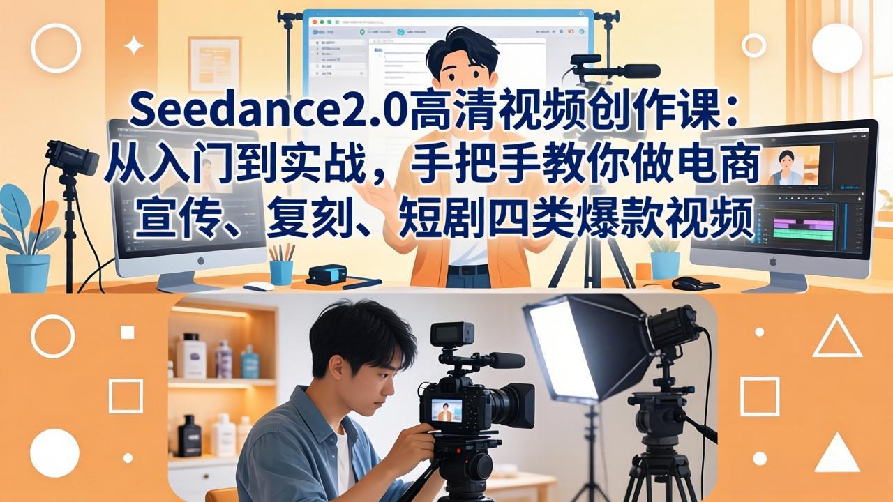 Seedance2.0高清视频创作课：从入门到实战，手把手教你做电商、宣传、复刻、短剧四类爆款视频-源创文化：轻创终点站