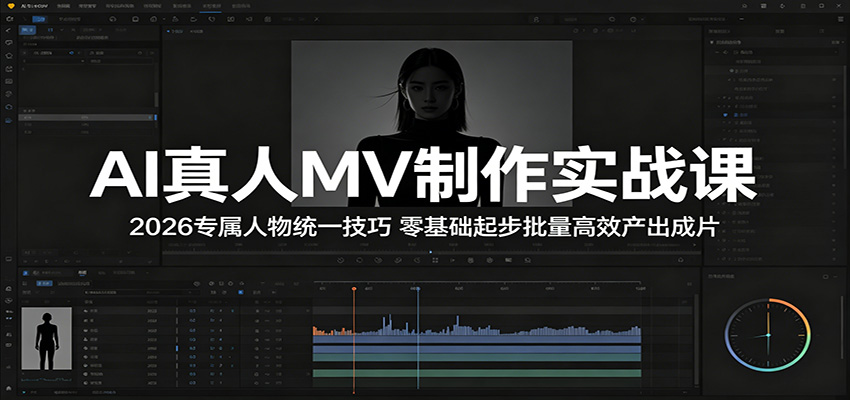 AI真人MV制作实战课：2026专属人物统一技巧，零基础起步批量高效产出成片-源创文化：轻创终点站