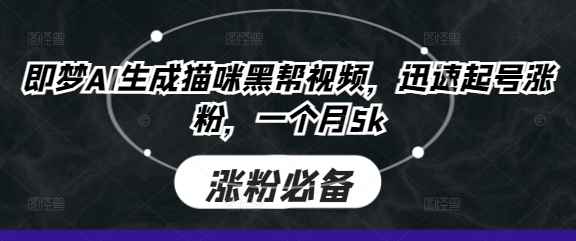 即梦AI生成猫咪黑帮视频，迅速起号涨粉，一个月5k-源创文化：轻创终点站