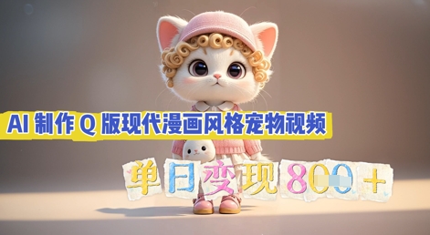 AI制作Q版现代漫画风格宠物视频，单日变现几张-源创文化：轻创终点站