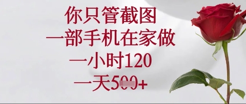 你只管截图，一部手机在家操作，一小时120.一天5张【揭秘】-源创文化：轻创终点站